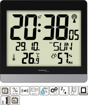 Technoline digitale radiogestuurde wandklok tafelklok - thermometer hygrometer - datum - snooze functie ws 8014
