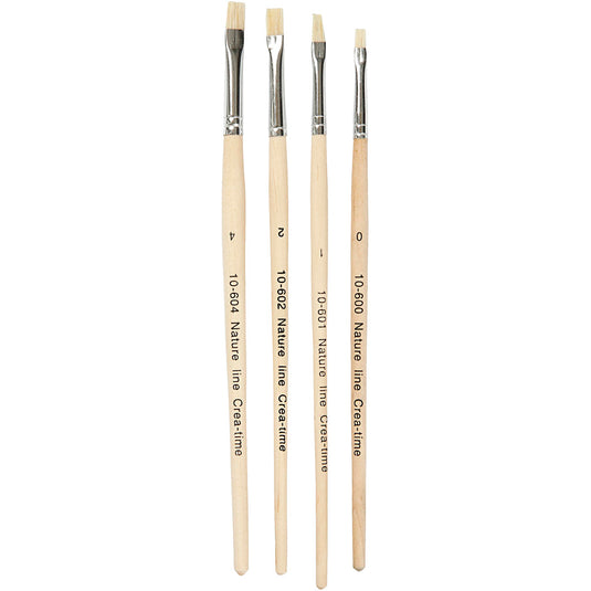 Creativ company nature line kwasten, afm 00+1+2+4, l: 18,5-19 cm, b: 5-7 mm, plat, 4 stuk 1 doos