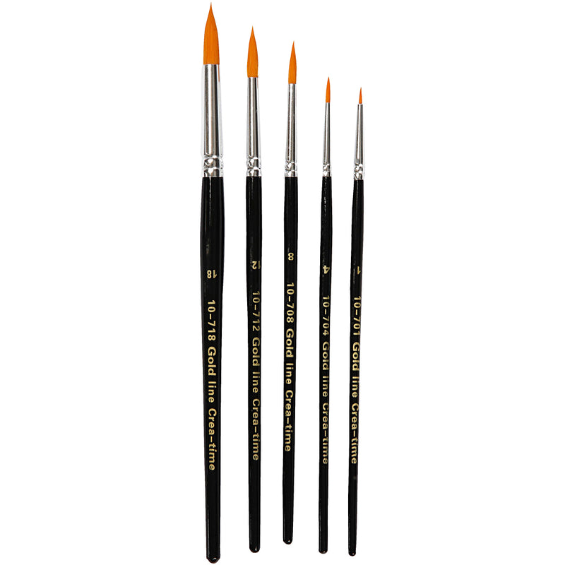 Load image into Gallery viewer, Creativ company https: www.cchobby.nl gold-line-penselen-afm-1-4-8-12-18-l-17-19-cm-b-1-7-mm-rond-5-stuk-1-doos
