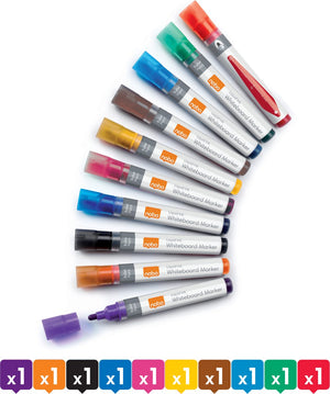Nobo liquid ink whiteboard markers met ronde punt - pak van 10 stuks - assorti
