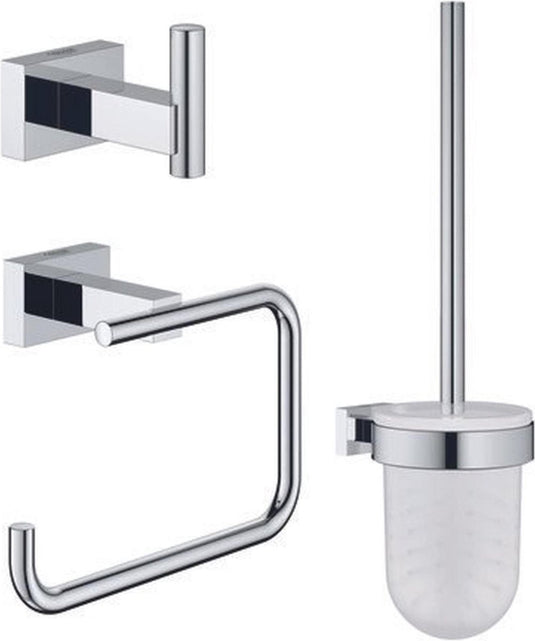 Grohe essentials cube accessoireset - toiletrolhouder - toiletborstelset - handdoekhaak - chroom