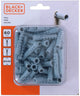 Black+decker pluggen 8x40mm - 60 stuks - geschikt voor meerdere soorten ondergronden - eenvoudig en snel te plaatsen - zorgt voor een betrouwbare verankering - gemaakt van kunststof - kleur grijs