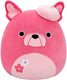 Squishmallows - elise - pink french bulldog w sakura flowers and beret 40cm pluche