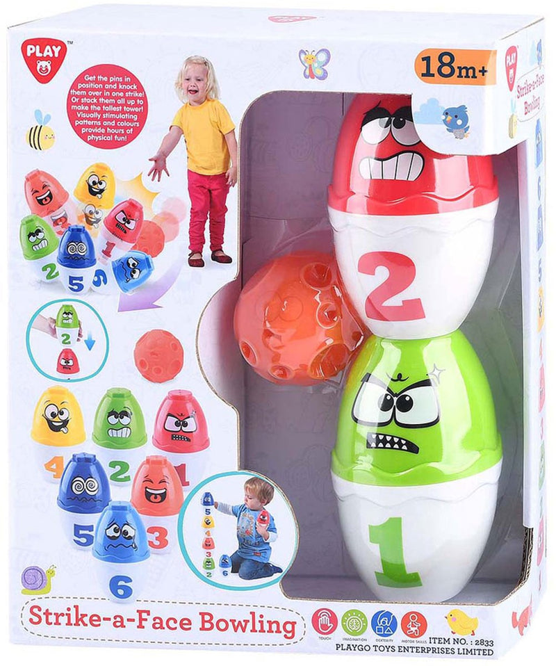 Afbeelding laden in galerijviewer, Playgo play bowlingset speelgoed met gezichten - kleurrijk kinderspel.
