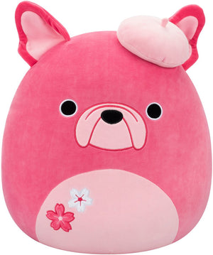 Squishmallows - elise - pink french bulldog w sakura flowers and beret 40cm pluche
