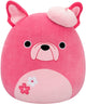 Squishmallows - elise - pink french bulldog w sakura flowers and beret 40cm pluche
