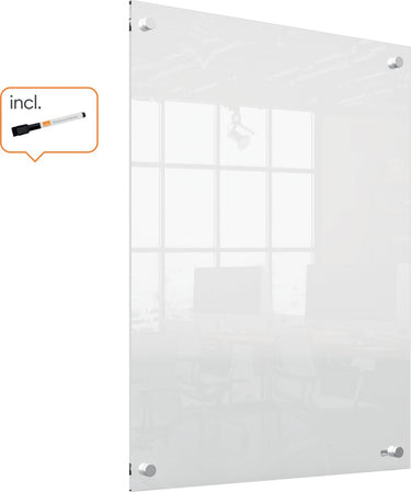 Nobo draagbaar, droog uitwisbaar mini whiteboard voor aan de muur - 600 x 450 millimeter - inclusief whiteboard marker - transparant acryl