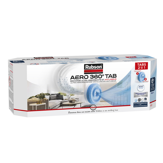 Rubson aero 360 navullingen neutral 6 stuks | vochtopnemer luchtontvochtiger navulling | vochtopnemer navul tabs | kamer ontvochtiger vochtopnemer tabs | badkamer luchtontvochter.
