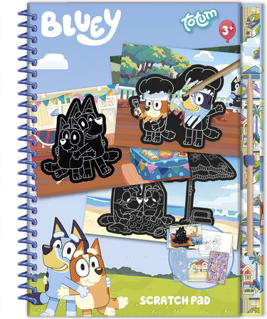Totum bluey vakantie doeboek met luxe kraskaarten, kleurplaten en stickers - 20-delig boek tekenen kleuren scratch artcreatief speelgoed vanaf 3 jaar