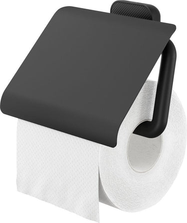 Tiger carv - wc rolhouder met klep - toiletrolhouder - zonder boren - boren of lijmen - zwart