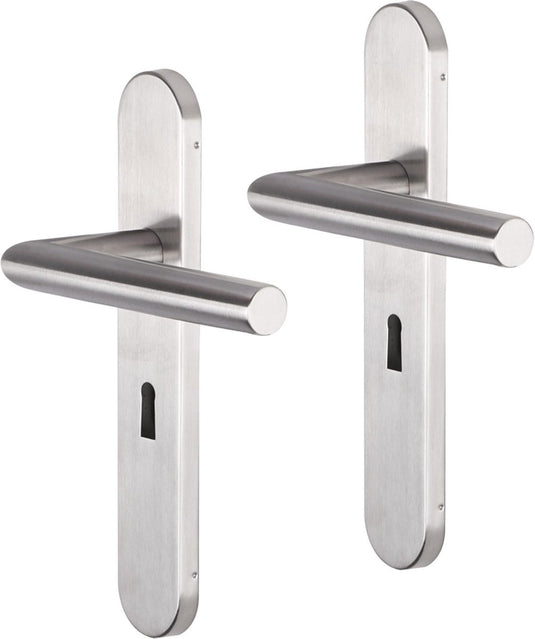 Impresso deurkruk - harrow - voor binnen - ovaal - deurschild met sleutelgat - rvs - 2 stuks