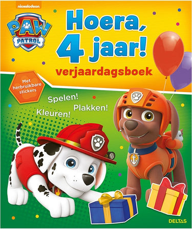 Paw patrol - kleurboek - hoera, 4 jaar - verjaardagsboek
