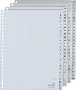 Kangaro tabbladen pp g100cm a4 120 micron grijs 4-serie 1-100 23-gaats bedrukt