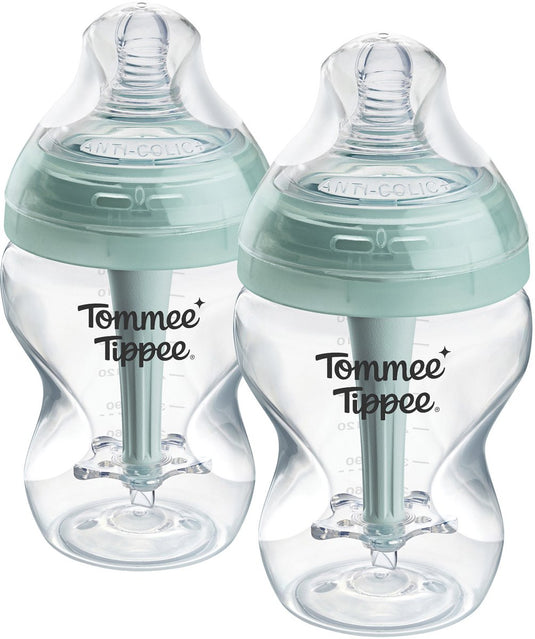 Tommee tippee advanced anti-colic babyflessen - set van 2 x 260ml baby flessen - lage stroomsnelheid - 0m+