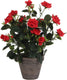 Mica decorations kunstplant - rozen - rood - in grijze pot - 33 cm