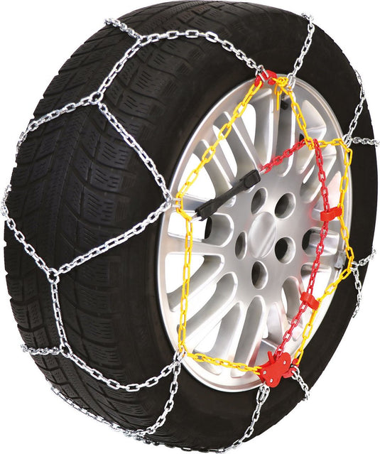 Carpoint sneeuwkettingen – kns 130 – 9mm gehard stalen gripschakels – semiautomatische spanner – kruisspoor verbetert de grip – inclusief nood reparatieschakels, handschoenen, handleiding handige opbergtas