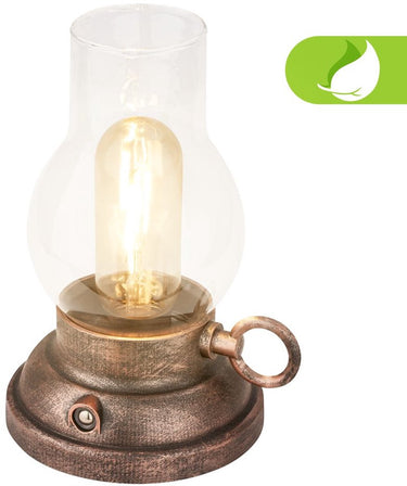 B.k.licht briloner kanea - oplaadbare tafellamp - stijl olielamp - buitenlamp aanraakfunctie - dimbaar tuinverlichting - ip44 - warm wit licht - ø10.5 x 17.5 cm - brons