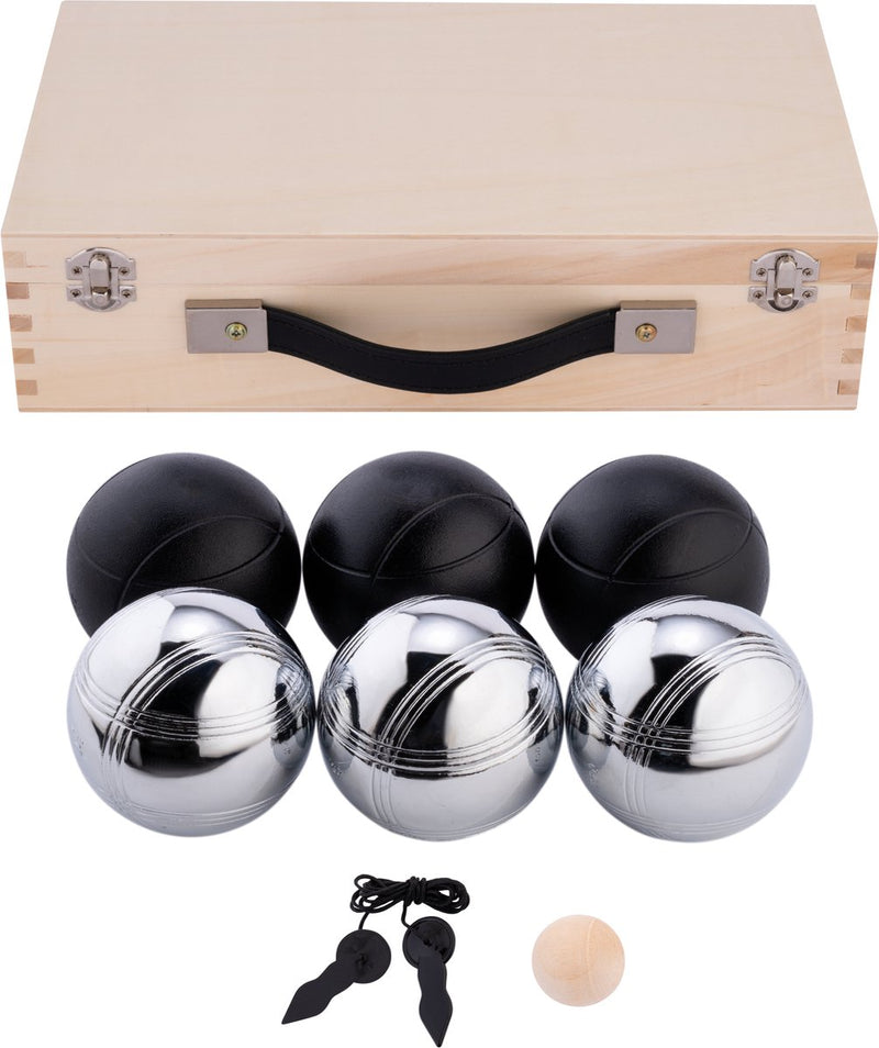 ギャラリービューアに画像をロードする, Engelhart metalen jeu de boules - 6 ballen in houten kist - zwart grijs - luxe set - pétanque - boules - metalen ballen - geschikt voor elke jeu de boules baan - longfield
