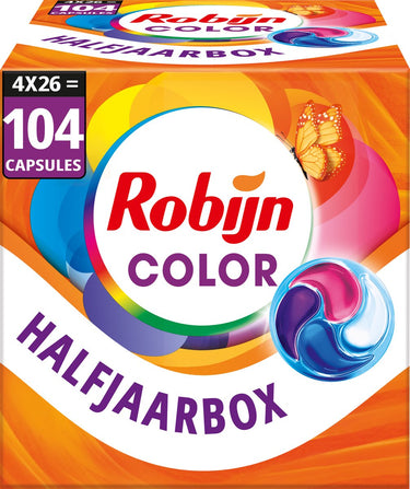 Robijn wasmiddel - 4-in-1 wascapsules - color - 4 x 26 stuks - 104 wasbeurten - voordeelverpakking