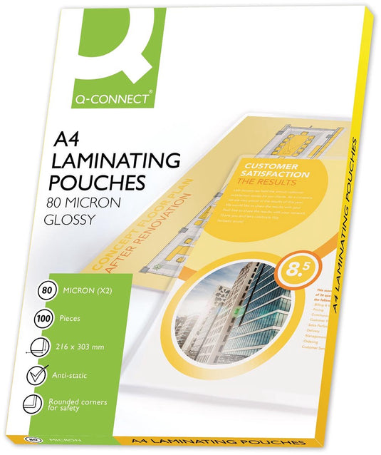 Q-connect lamineeretui a4 2x 80 micron 100 stuks