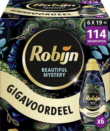 Robijn - vloeibaar wasmiddel - klein krachtig - beautiful mystery -6 flessen 114 wasbeurten - voordeelverpakking