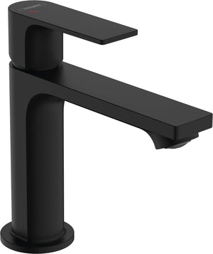 Hansgrohe rebris e - wastafelmengkraan - ééngreeps bediening - coolstart energiebesparend - met trekwaste - 110mm maat - mat zwart