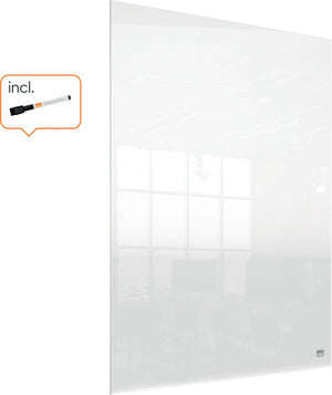 Nobo draagbaar, droog uitwisbaar mini whiteboard voor bureau of aan de muur - 600 x 450 millimeter - inclusief whiteboard marker en montage pads - transparant acryl