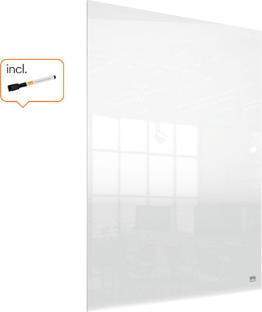 Nobo draagbaar, droog uitwisbaar mini whiteboard voor bureau of aan de muur - 600 x 450 millimeter - inclusief whiteboard marker en montage pads - transparant acryl
