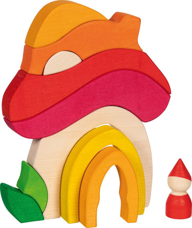 Goki bouwblokken - paddestoelenhuisje - 11 delen - hout - 3 jaar