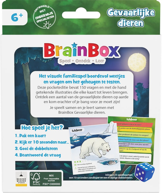 Bezzerwizzer brainbox pocket gevaarlijke dieren - nederlands kaartspel