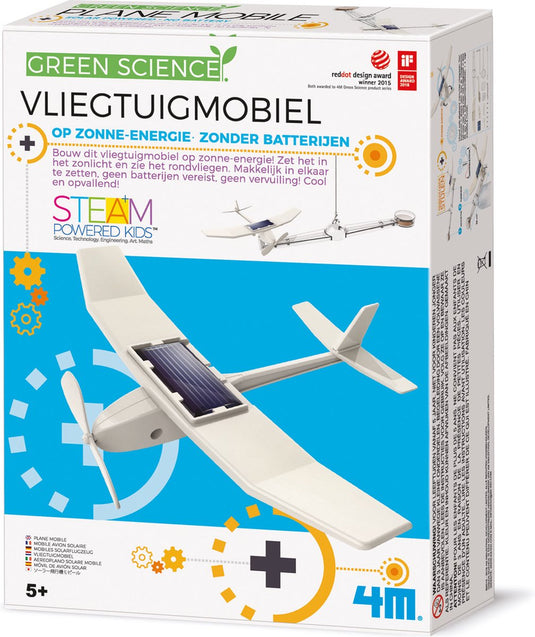 4m wetenschap en spel - vliegtuig op zonne-energie - bouwpakket - kidzlabs - green science - 5+