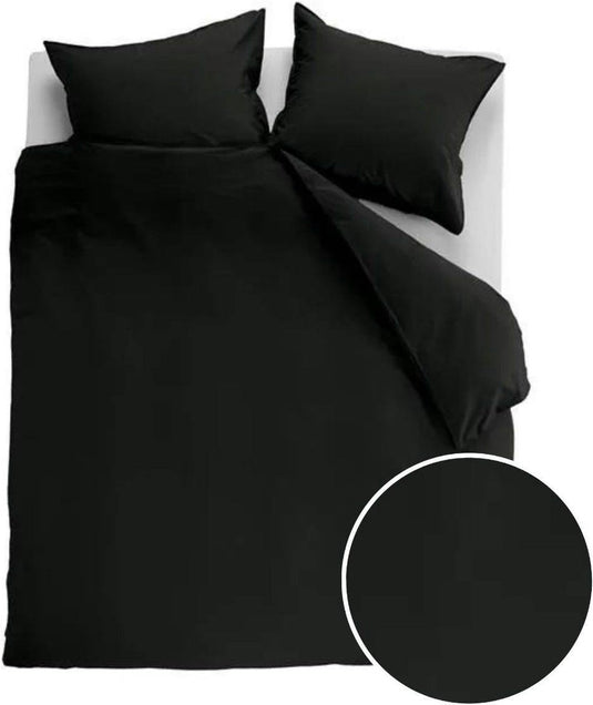 Ambiante cotton uni dekbedovertrek - effen - tweepersoons - 200x200 220 cm - zwart
