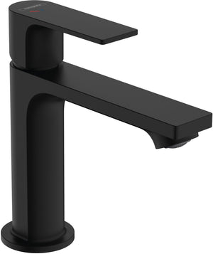 Hansgrohe rebris e - wastafelmengkraan - ééngreeps bediening - coolstart energiebesparend - met trekwaste - 110mm maat - mat zwart