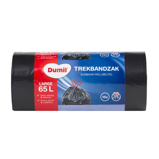 Dumil afvalzakken met trekband 65l 15 stuks | 5 stuks