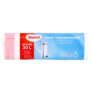 Dumil afvalzakken met trekband hoog 30 liter 20 stuks | 8 stuks