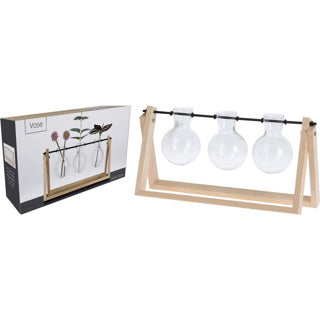 Vaas 3 stuks in houten frame