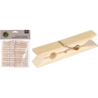 Basic bamboe wasknijpers 24 stuks