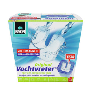 Bison vochtvreter® original, luchtontvochtiger, bestrijdt vocht en schimmel in woonruimtes, uniek luchtcirculatiesysteem, 450 g, wit, ook geschikt voor caravans en campers