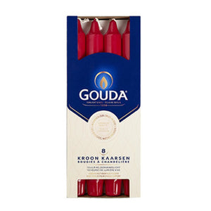 Gouda kroonkaarsen 8 stuks robijnrood | 3 stuks
