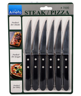Afbeelding laden in galerijviewer, Amefa pizza steakmessen 6 stuks zwart
