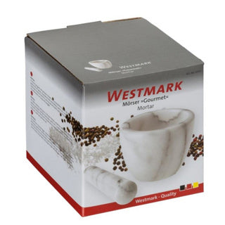 Afbeelding laden in galerijviewer, Westmark vijzel met stamper van marmer, hoog, binnendiameter: ca. 7,5 cm, gourmet, wit grijs, 69592260
