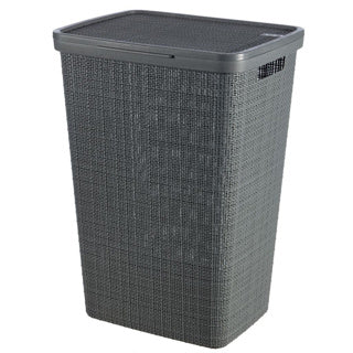 ギャラリービューアに画像をロードする, Curver wasmand met deksel jute-look 58l donkergrijs
