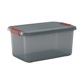 Kis k latch box l - opbergbox met deksel - 43l - 59x39x28 - transparant oranje clips