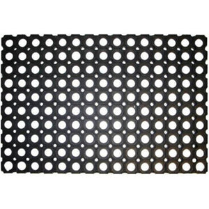Deurmat rubber zwart met gaten 60x40 cm | 3 stuks