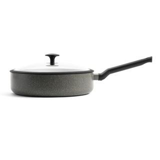 ギャラリービューアに画像をロードする, Bk granite ceramic keramische hapjespan 28cm – 4.2l – inductie hapjespan – met deksel – ovenbestendig tot 160 graden – koudgreep – pfas‑vrij – grijs
