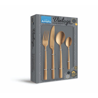 Amefa manille vintage - goud - 16 delige bestekset - 4 persoons - rvs - vaatwasmachinebestendig - 18 0