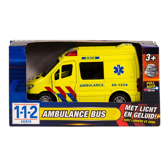 112 pull-back ambulance bus 1:34 + licht en geluid