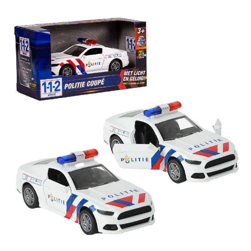 Load image into Gallery viewer, 112 pull-back politie sportwagen 1:36 + licht en geluid
