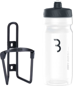 Bbb cycling fueltank - aluminium bidonhouder met bidon - 550ml - mat zwart transparant - racefiets mountainbike - drinkbushouder fiets - bbc-03c