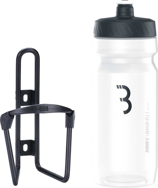 Bbb cycling fueltank - aluminium bidonhouder met bidon - 550ml - mat zwart transparant - racefiets mountainbike - drinkbushouder fiets - bbc-03c